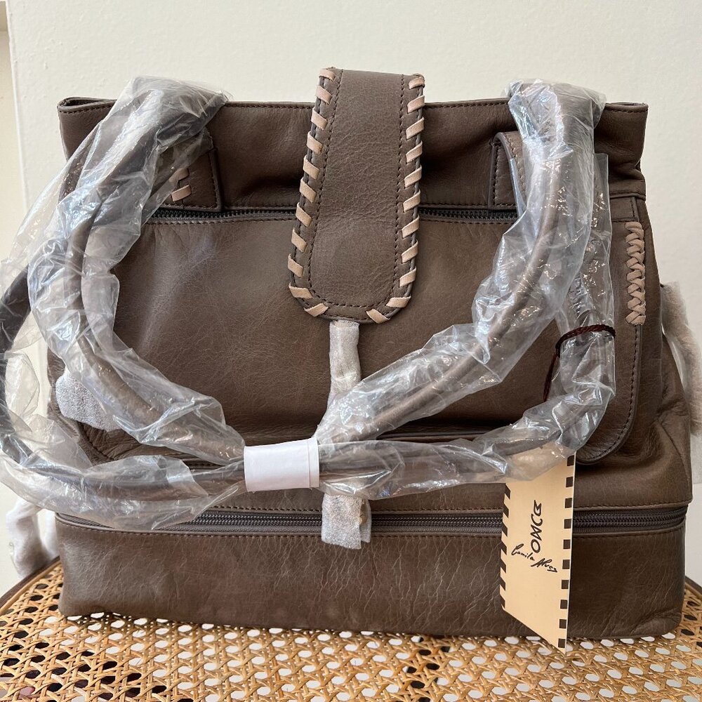 Camila Alves MUXO Leather Stich Trim Purse